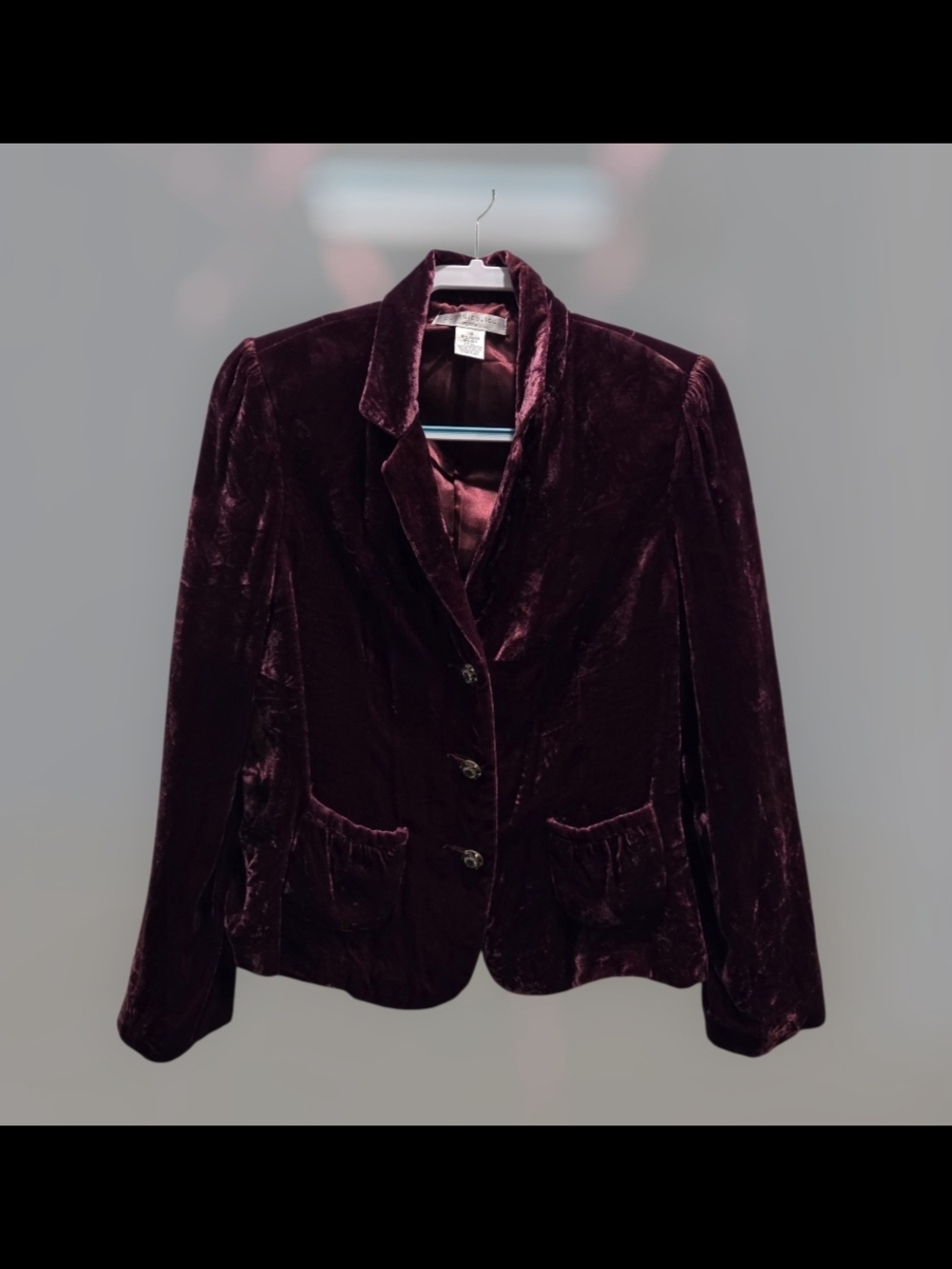 Women's Velvet Blazer Jacket in Burgundy